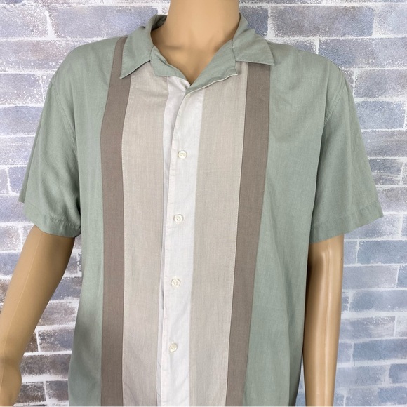 Men’s AXIST Washable Silk Button Up Collared Short Sleeve Shirt Size XXL Seafoam - Picture 3 of 13